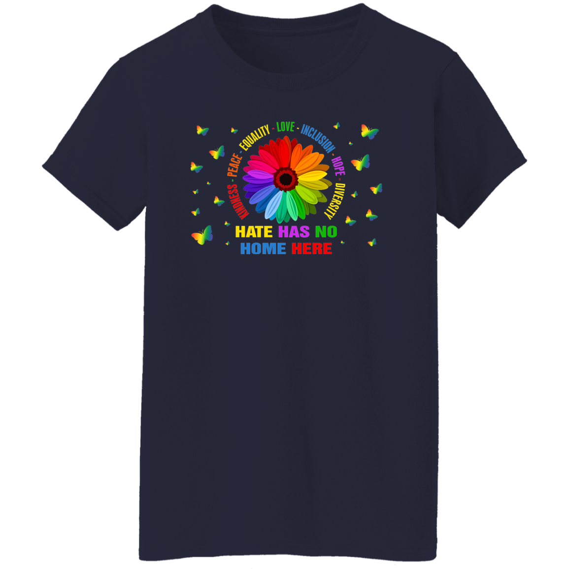 Kindness peace equality love inclusion hope diversity butterfly shirt