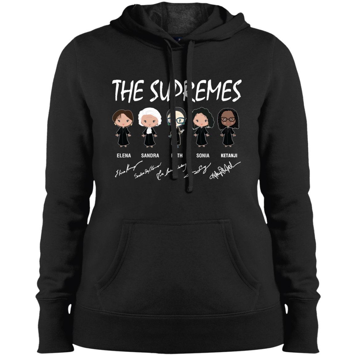 The Supremes Ketanji Brown Jackson RBG Sotomayor Chibi Signature LST254 Ladies&#39; Pullover Hooded Sweatshirt