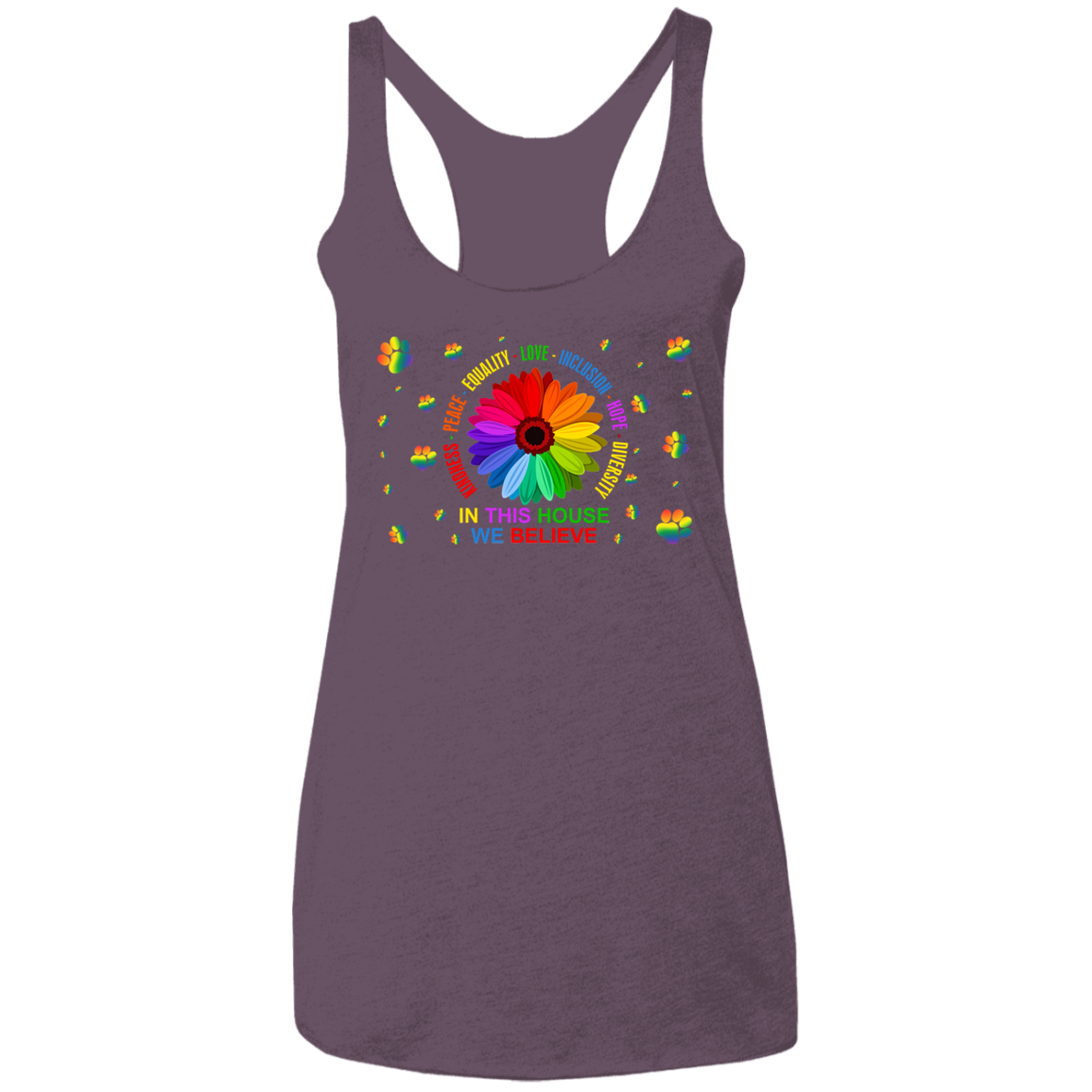 In this house we believe dog Ladies&#39; Triblend Racerback Tank