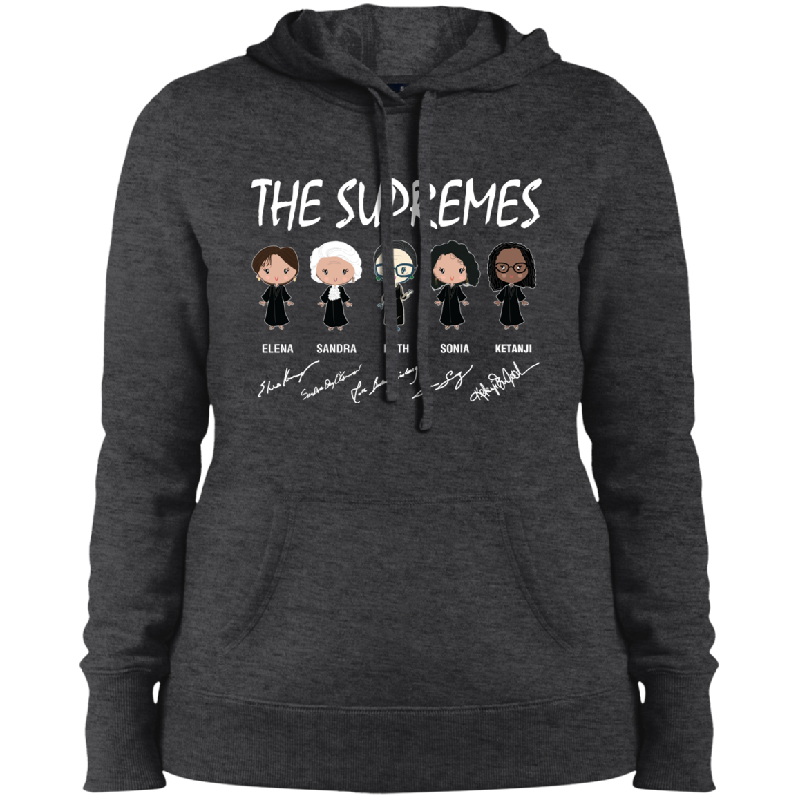 The Supremes Ketanji Brown Jackson RBG Sotomayor Chibi Signature LST254 Ladies&#39; Pullover Hooded Sweatshirt
