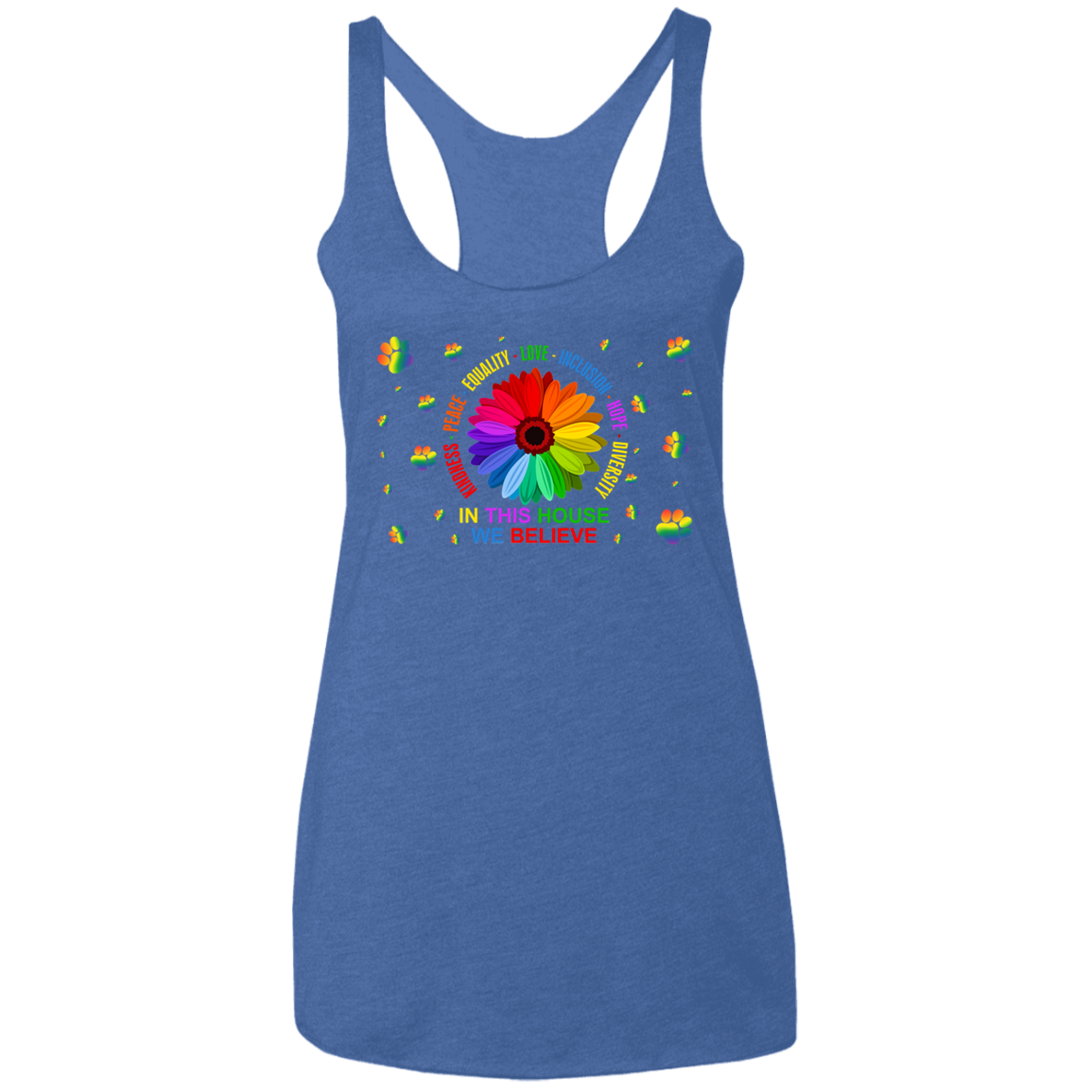 In this house we believe dog Ladies&#39; Triblend Racerback Tank