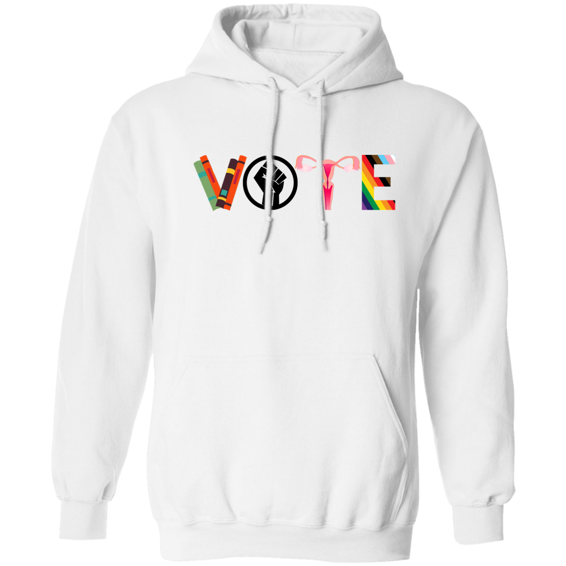 VOTE Pullover Hoodie | Banned Books, Reproductive Rights, BLM, LGBTQ Progress, Political Activism, Roe v Wade Pullover Hoodie