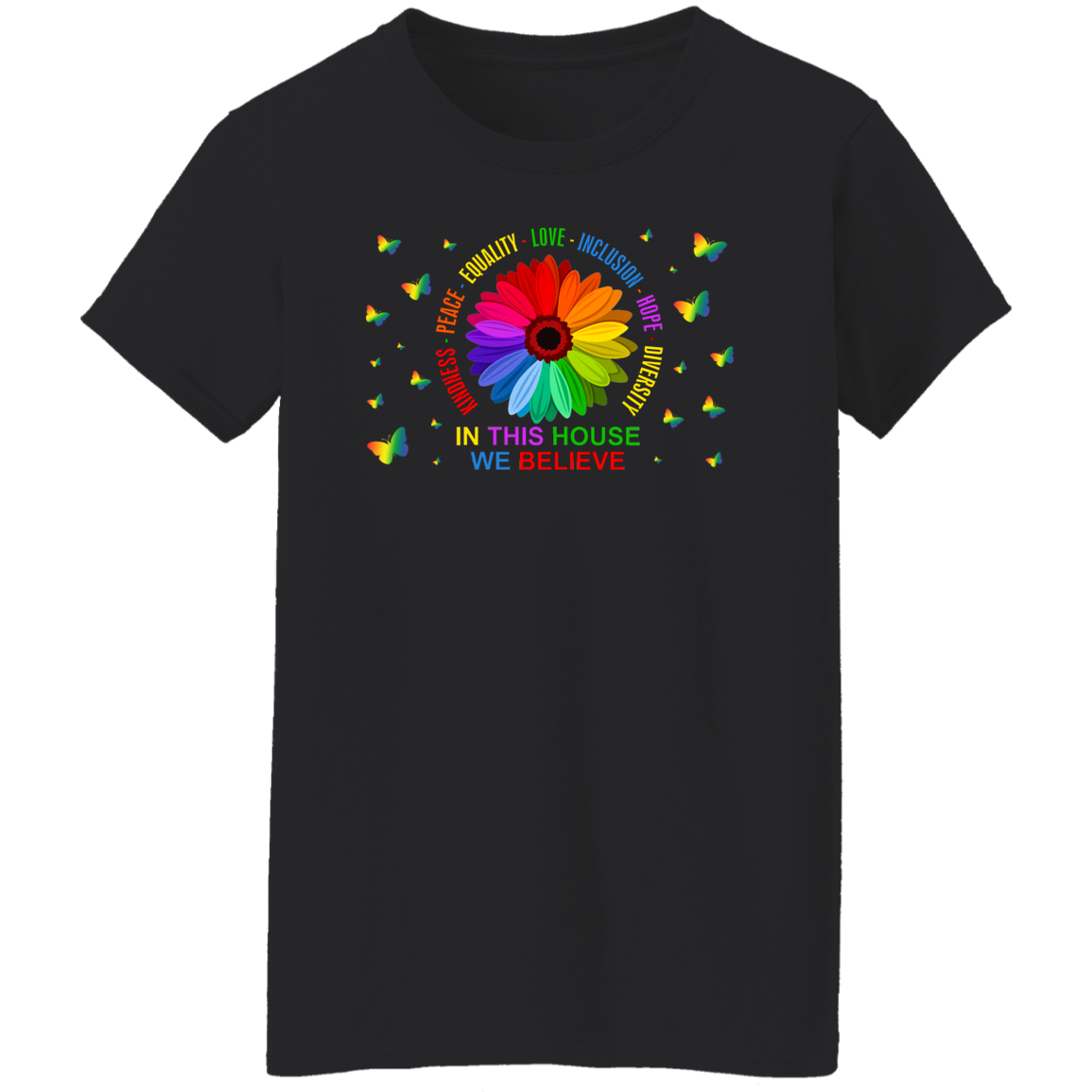 Kindness peace equality love inclusion butterfly shirt