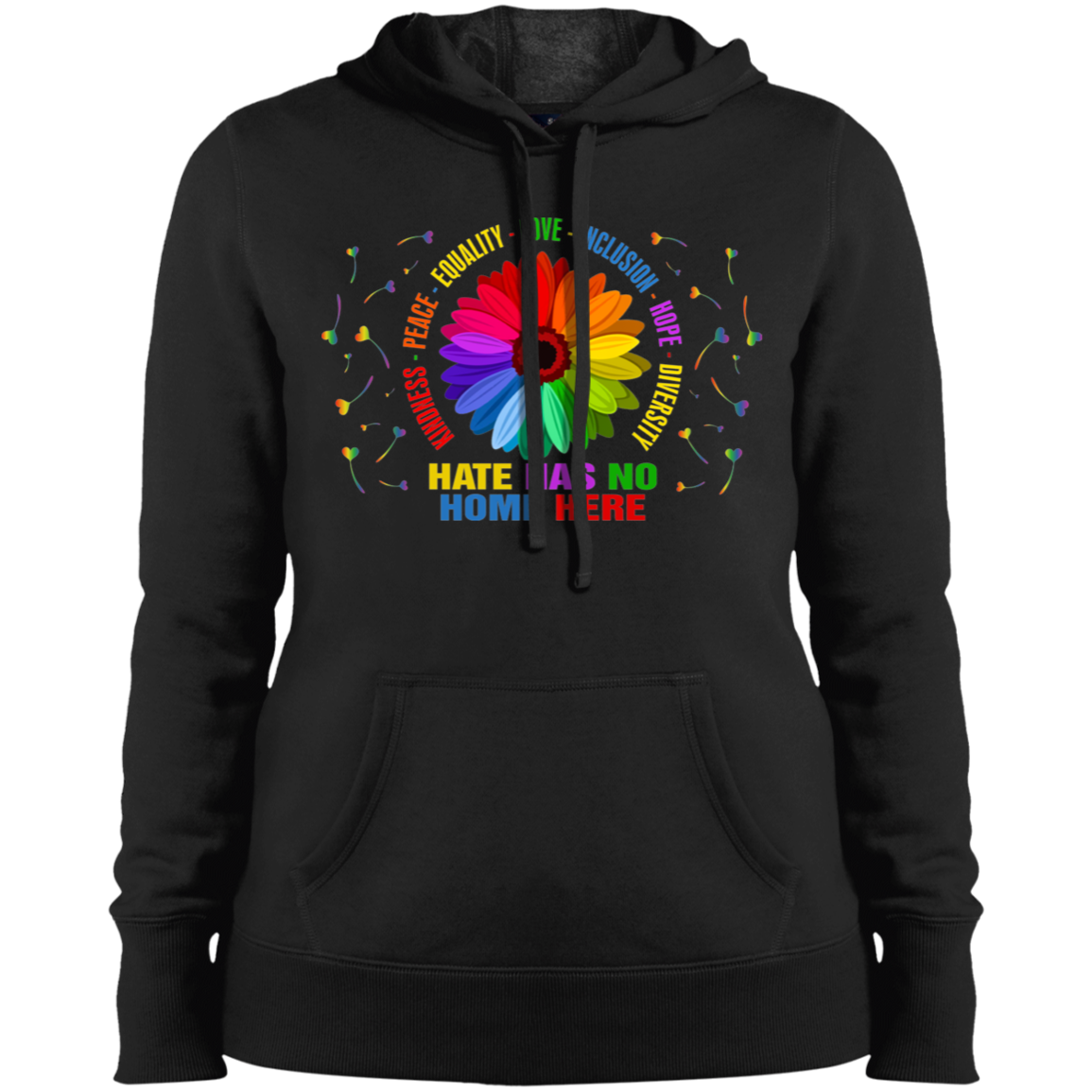 Hate has no home here heart Ladies' Pullover Hooded Sweatshirt