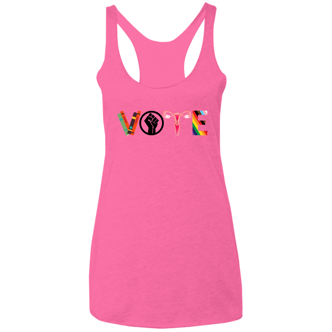 VOTE Ladies&#39; Triblend Racerback Tank | Banned Books, Reproductive Rights, BLM, LGBTQ Progress, Political Activism, Roe v Wade Ladies&#39; Triblend Racerback Tank