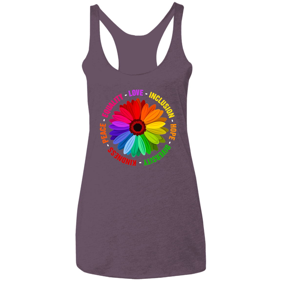 Kindness Peace Equality Love Inclusion Hope Diversity Ladies&#39; Triblend Racerback Tank