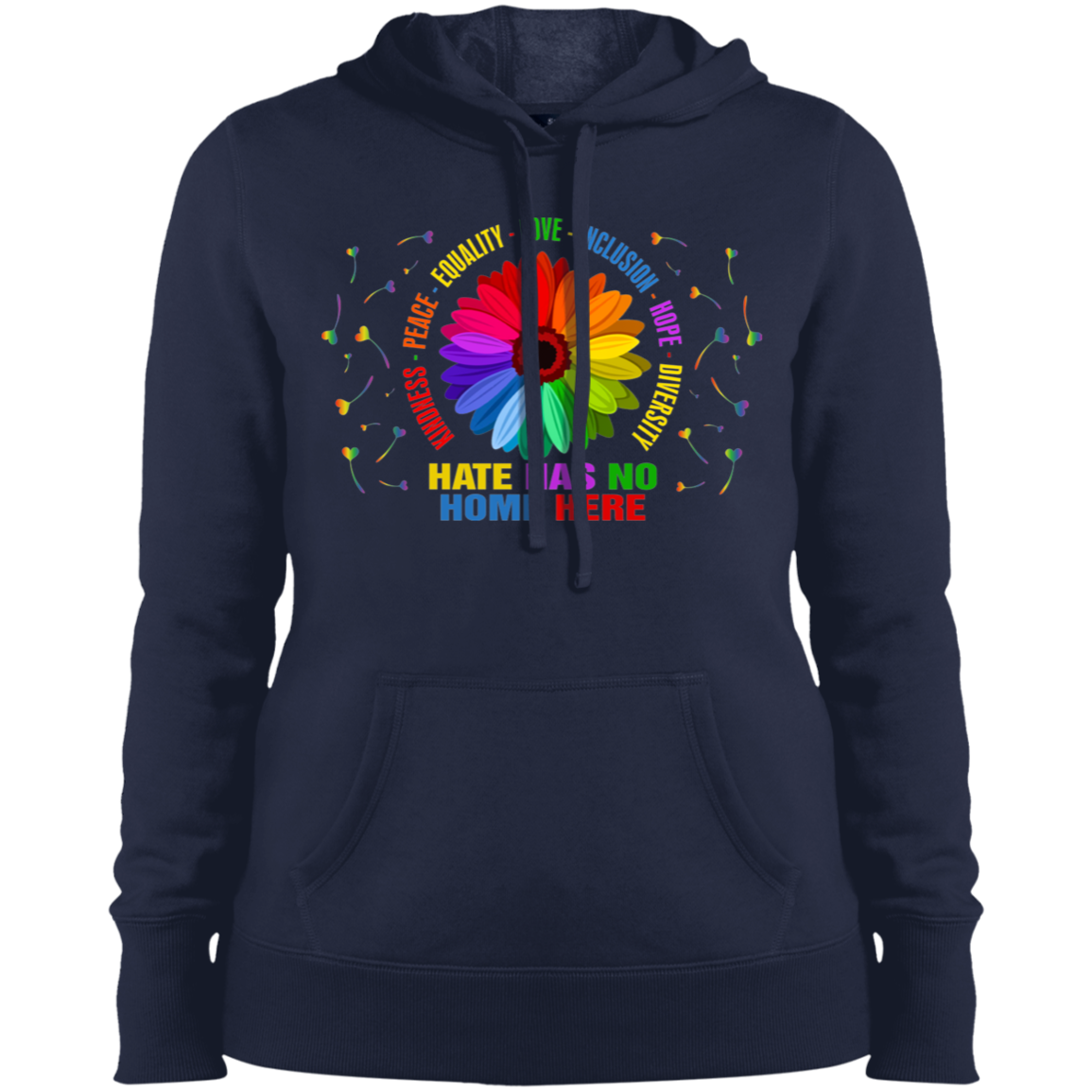 Hate has no home here heart Ladies&#39; Pullover Hooded Sweatshirt