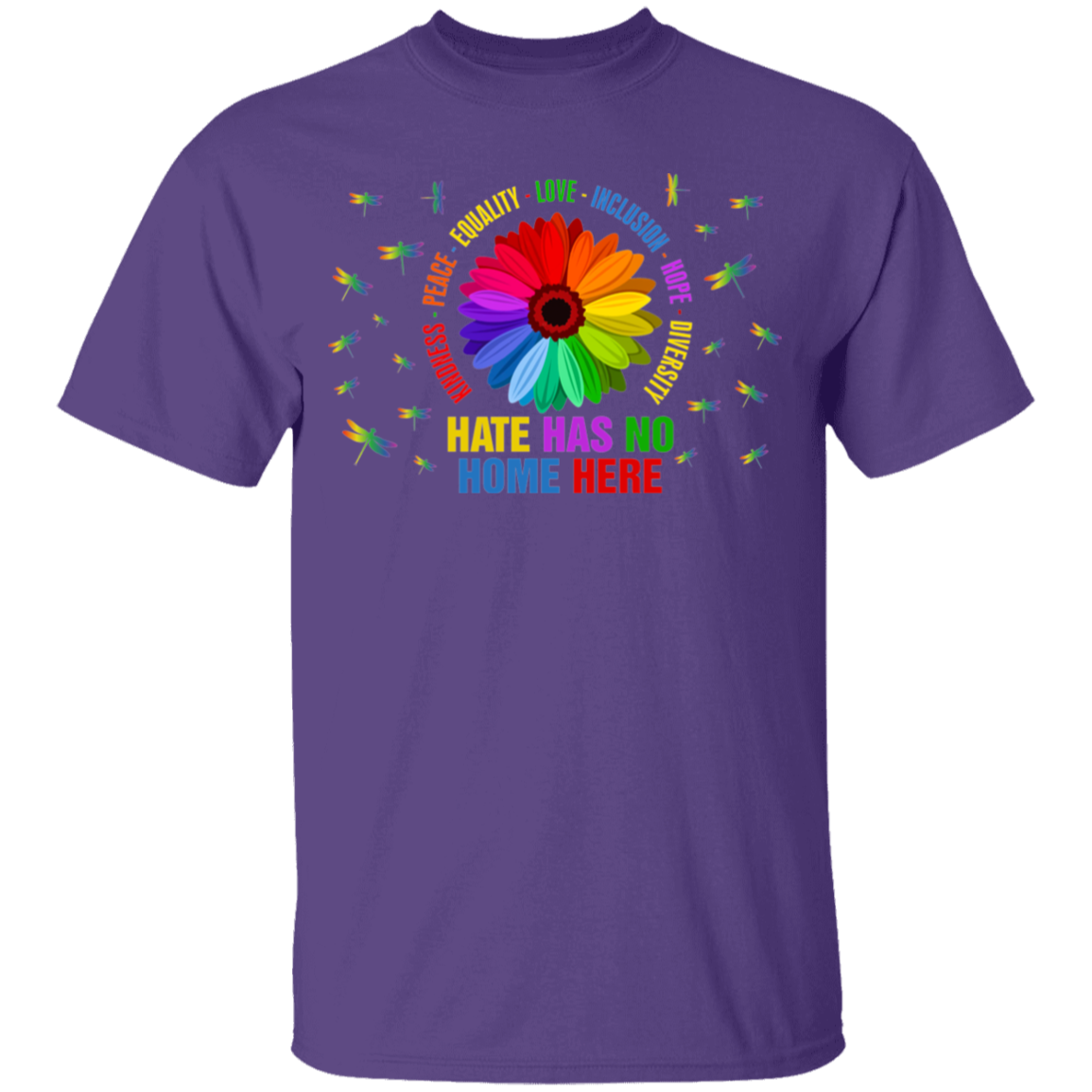 Kindness peace equality love inclusion hope diversity dragonfly shirt