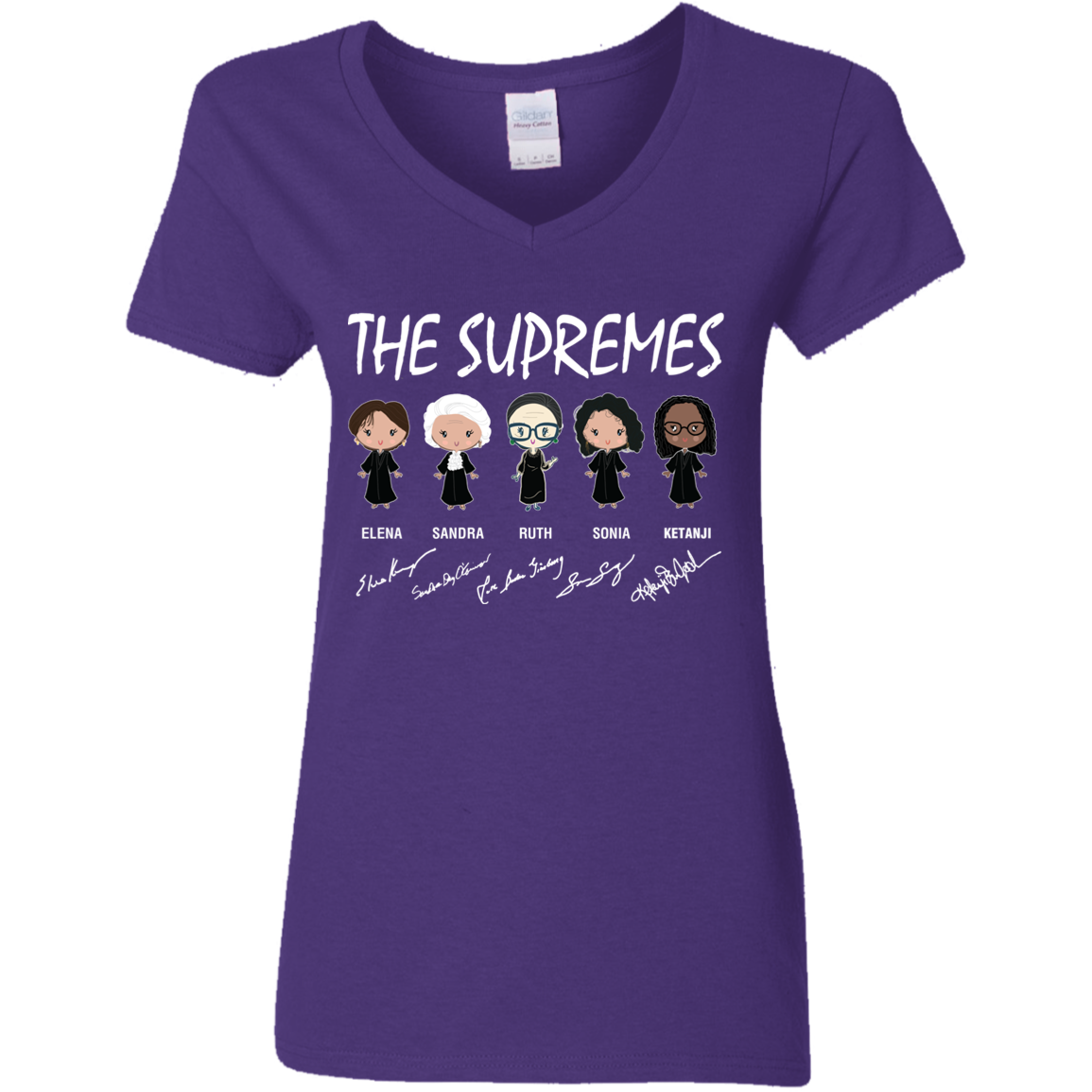 The Supremes Ketanji Brown Jackson RBG Sotomayor Chibi Signature G500VL Ladies&#39; 5.3 oz. V-Neck T-Shirt