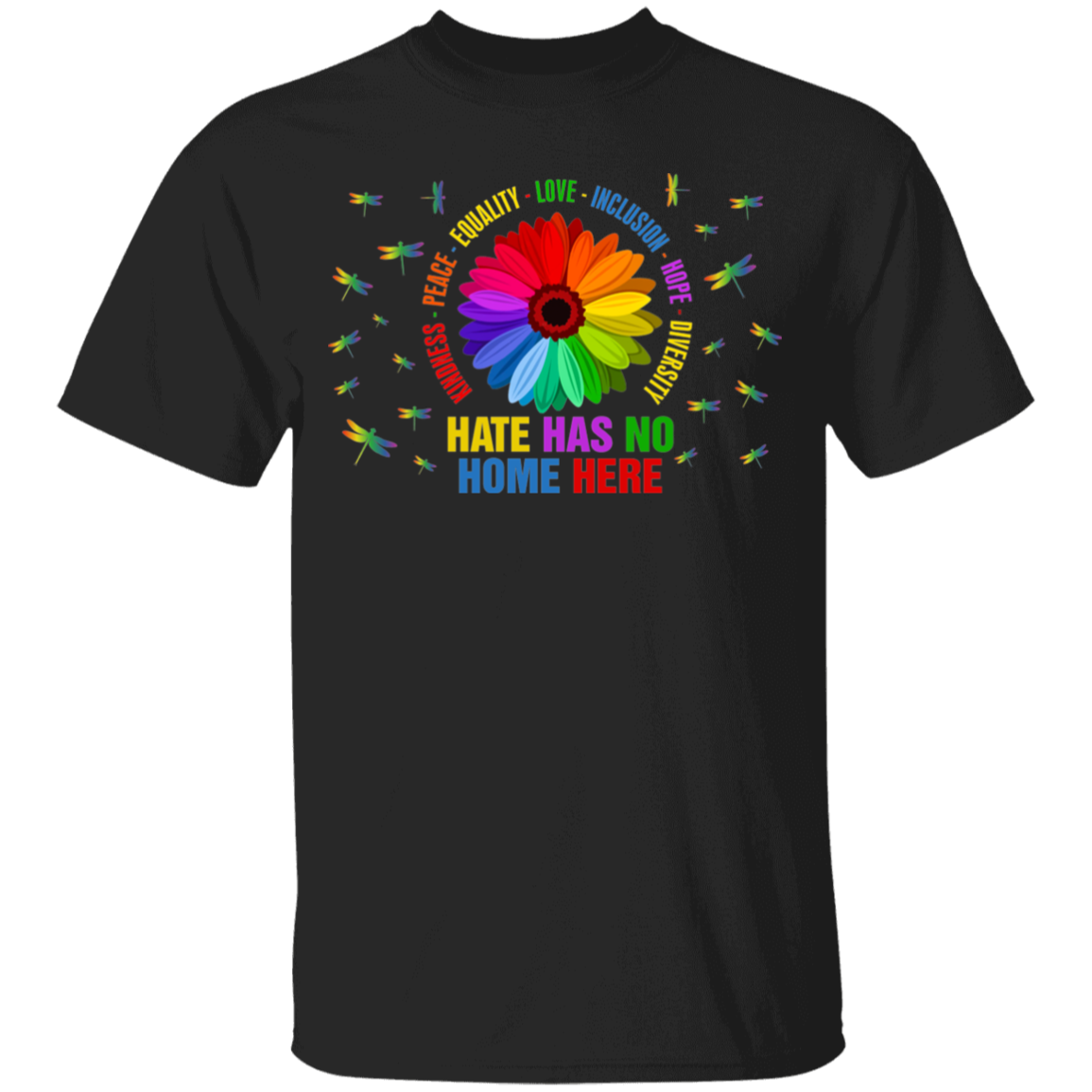 Kindness peace equality love inclusion hope diversity dragonfly shirt