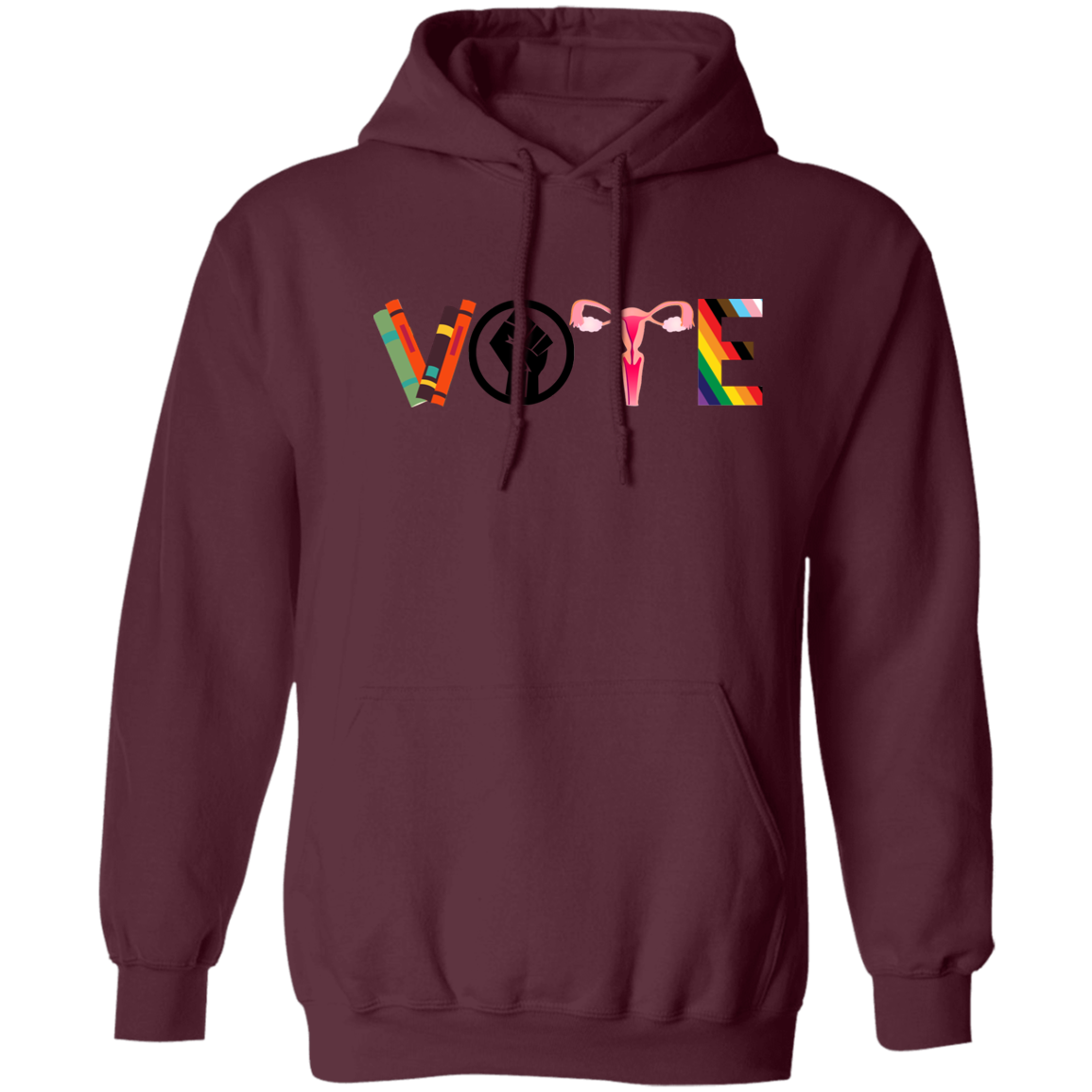 VOTE Pullover Hoodie | Banned Books, Reproductive Rights, BLM, LGBTQ Progress, Political Activism, Roe v Wade Pullover Hoodie