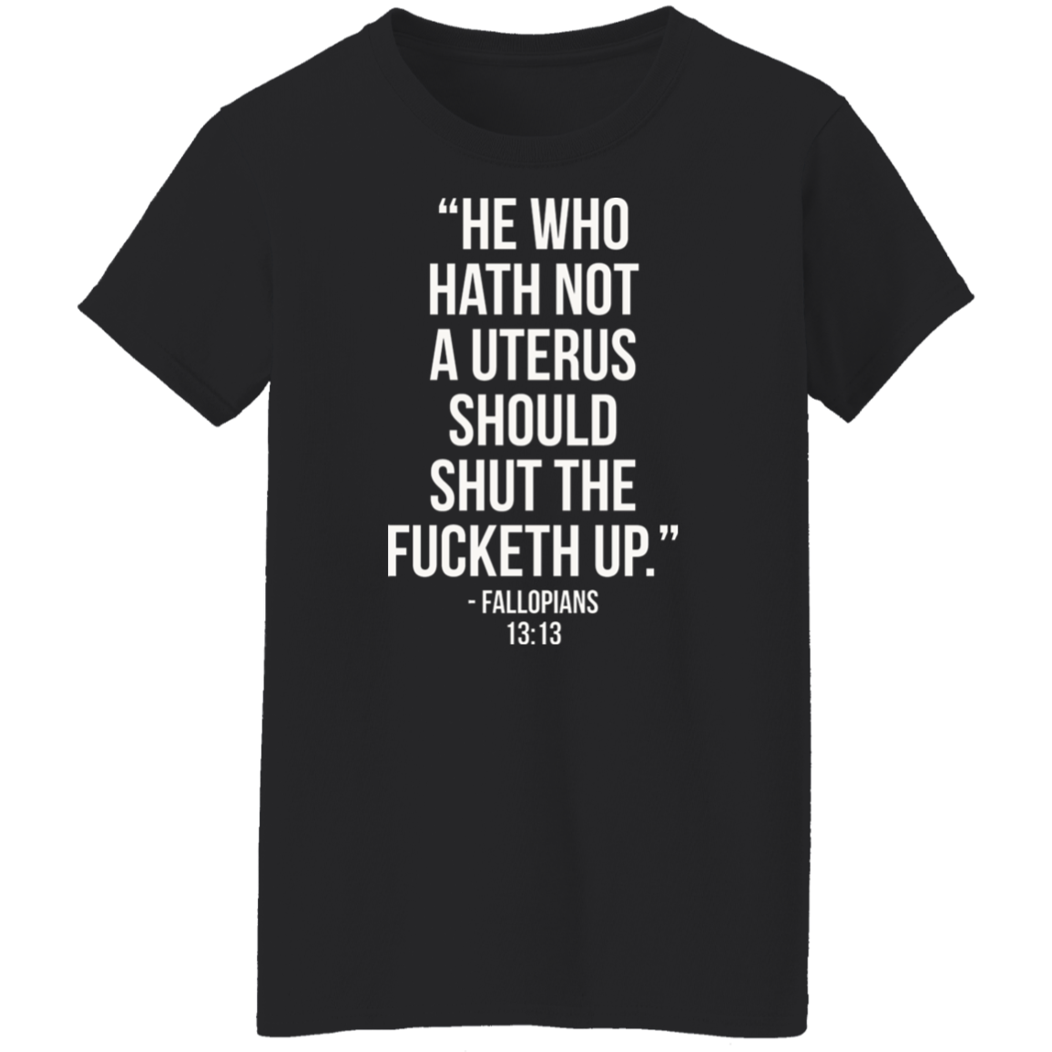 He who hath not a uterus should shut the fucketh upT-Shirt