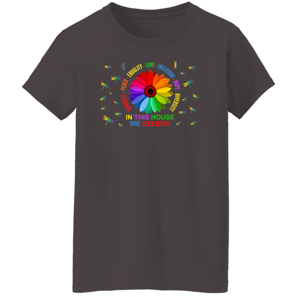 Kindness peace equality love dragonfly shirt
