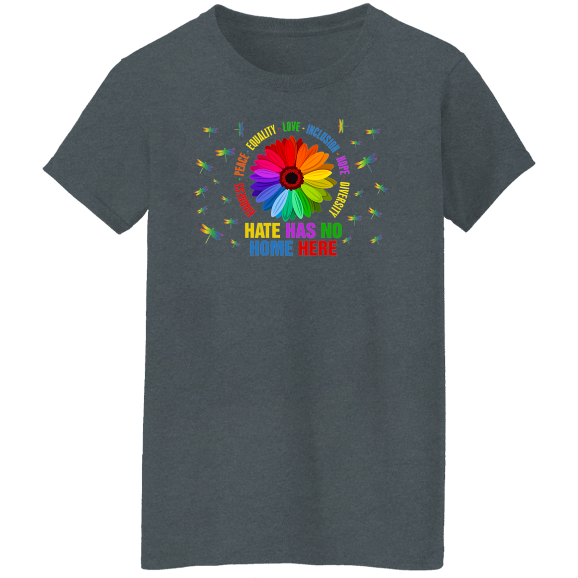 Kindness peace equality love inclusion hope dragonfly shirt