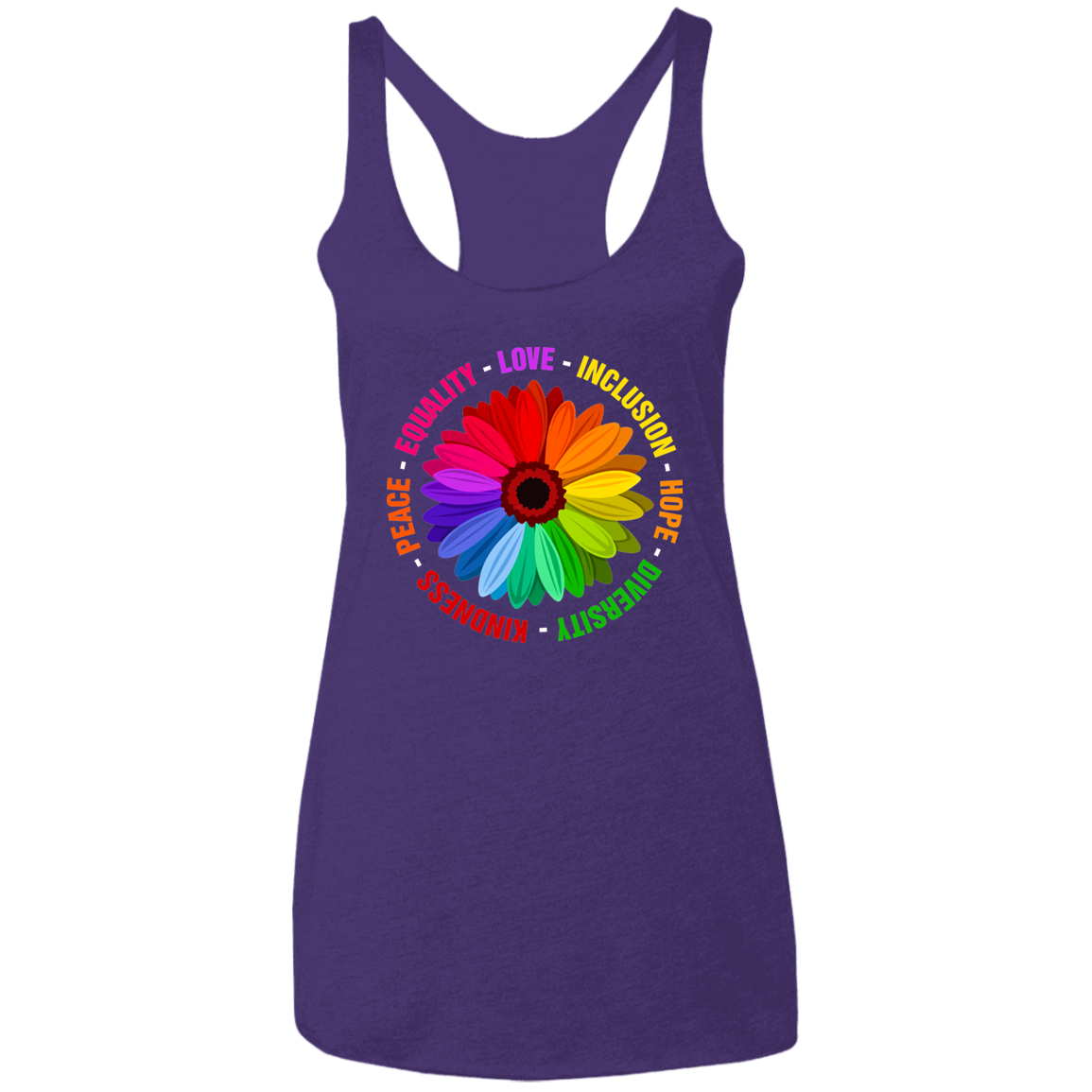 Kindness Peace Equality Love Inclusion Hope Diversity Ladies&#39; Triblend Racerback Tank