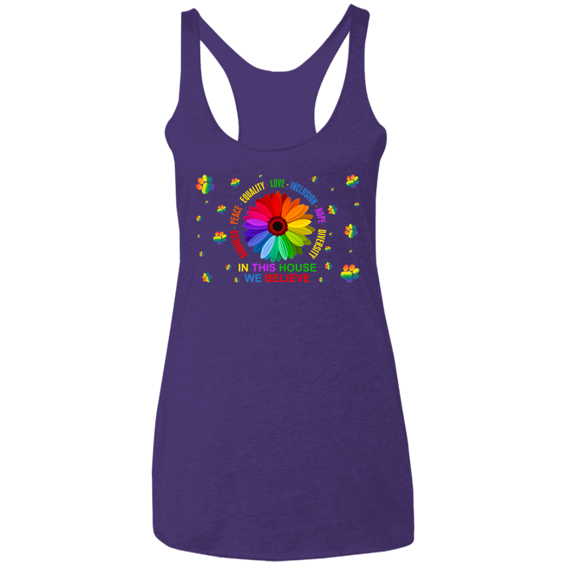 In this house we believe dog Ladies&#39; Triblend Racerback Tank