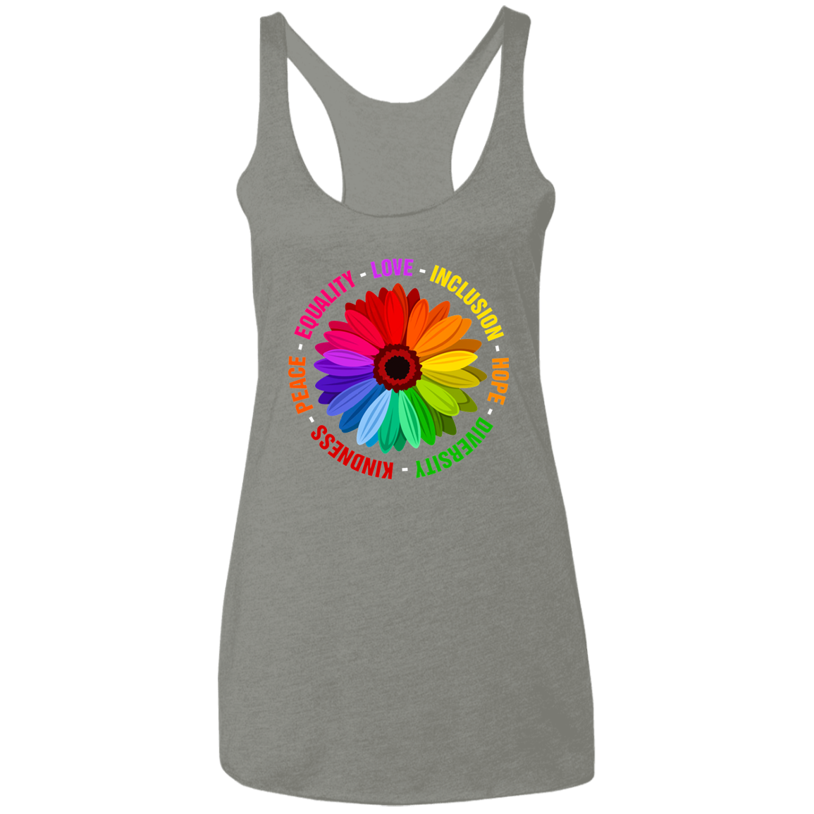 Kindness Peace Equality Love Inclusion Hope Diversity Ladies&#39; Triblend Racerback Tank
