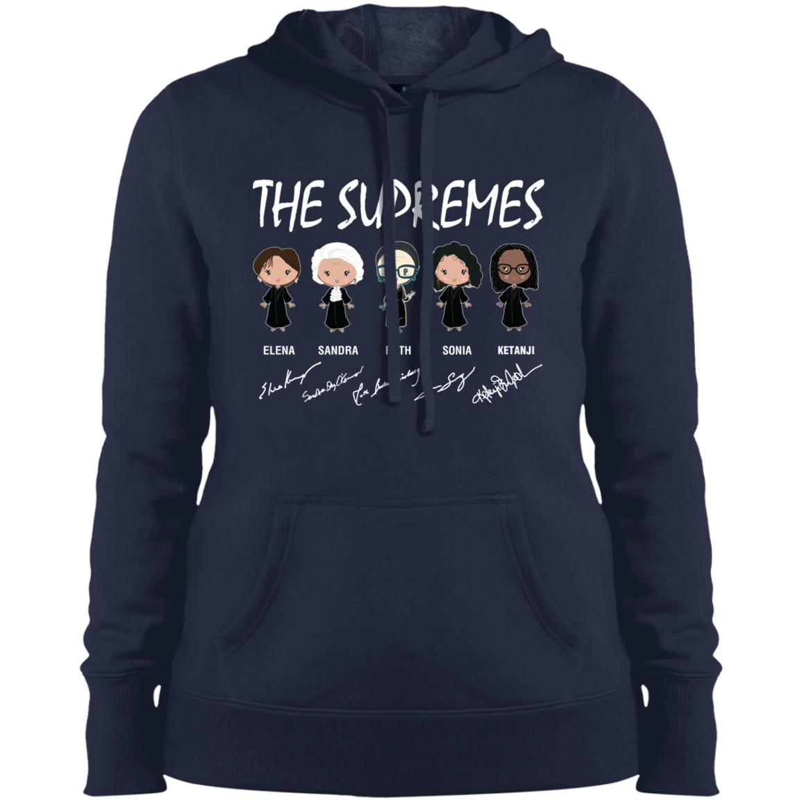 The Supremes Ketanji Brown Jackson RBG Sotomayor Chibi Signature LST254 Ladies&#39; Pullover Hooded Sweatshirt