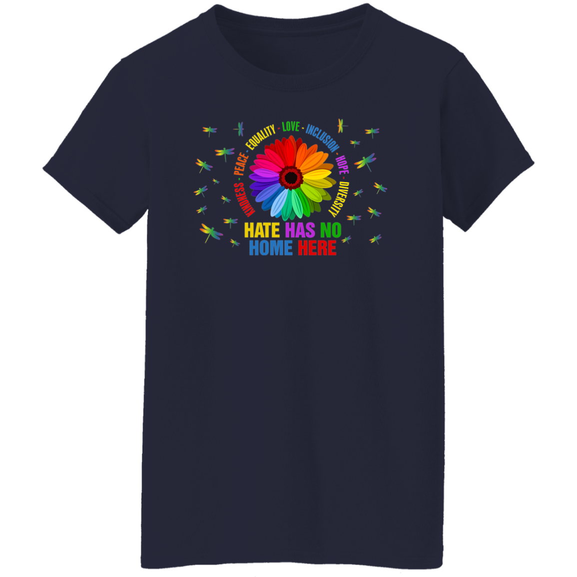 Kindness peace equality love inclusion hope dragonfly shirt