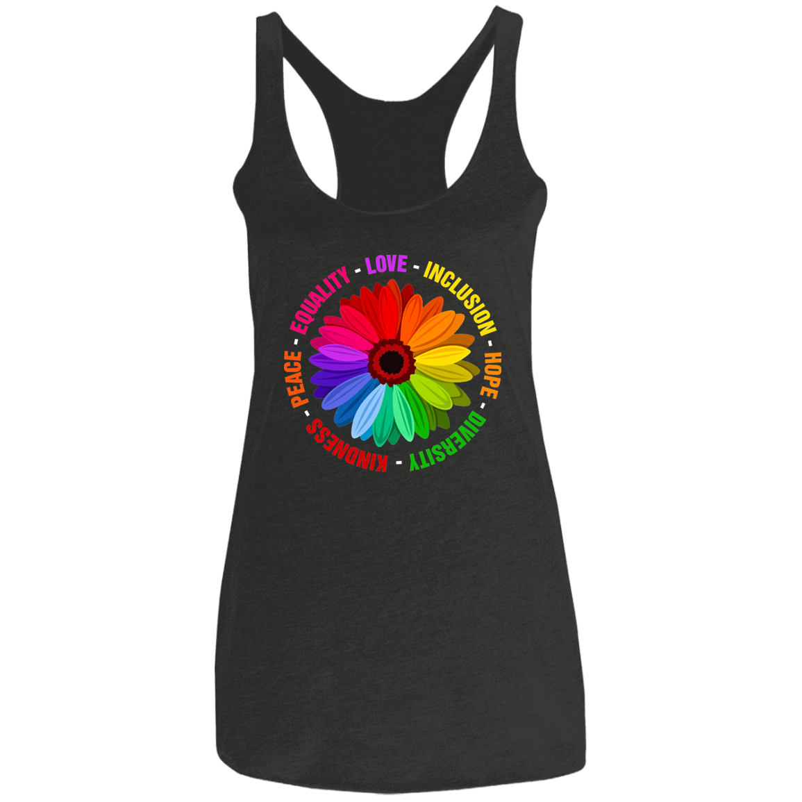 Kindness Peace Equality Love Inclusion Hope Diversity Ladies' Triblend Racerback Tank