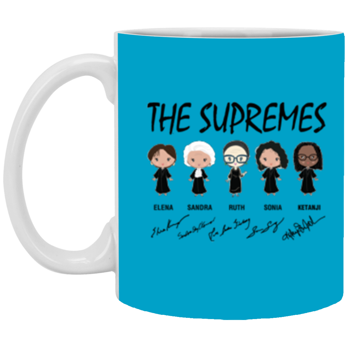The Supremes Ketanji Brown Jackson SCOTUS RBG Sotomayor Chibi White Mug