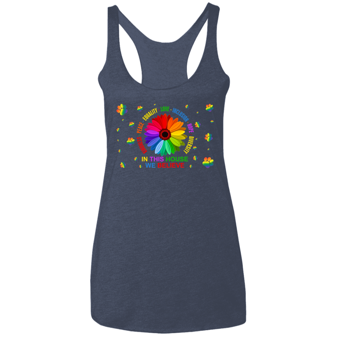 In this house we believe dog Ladies&#39; Triblend Racerback Tank