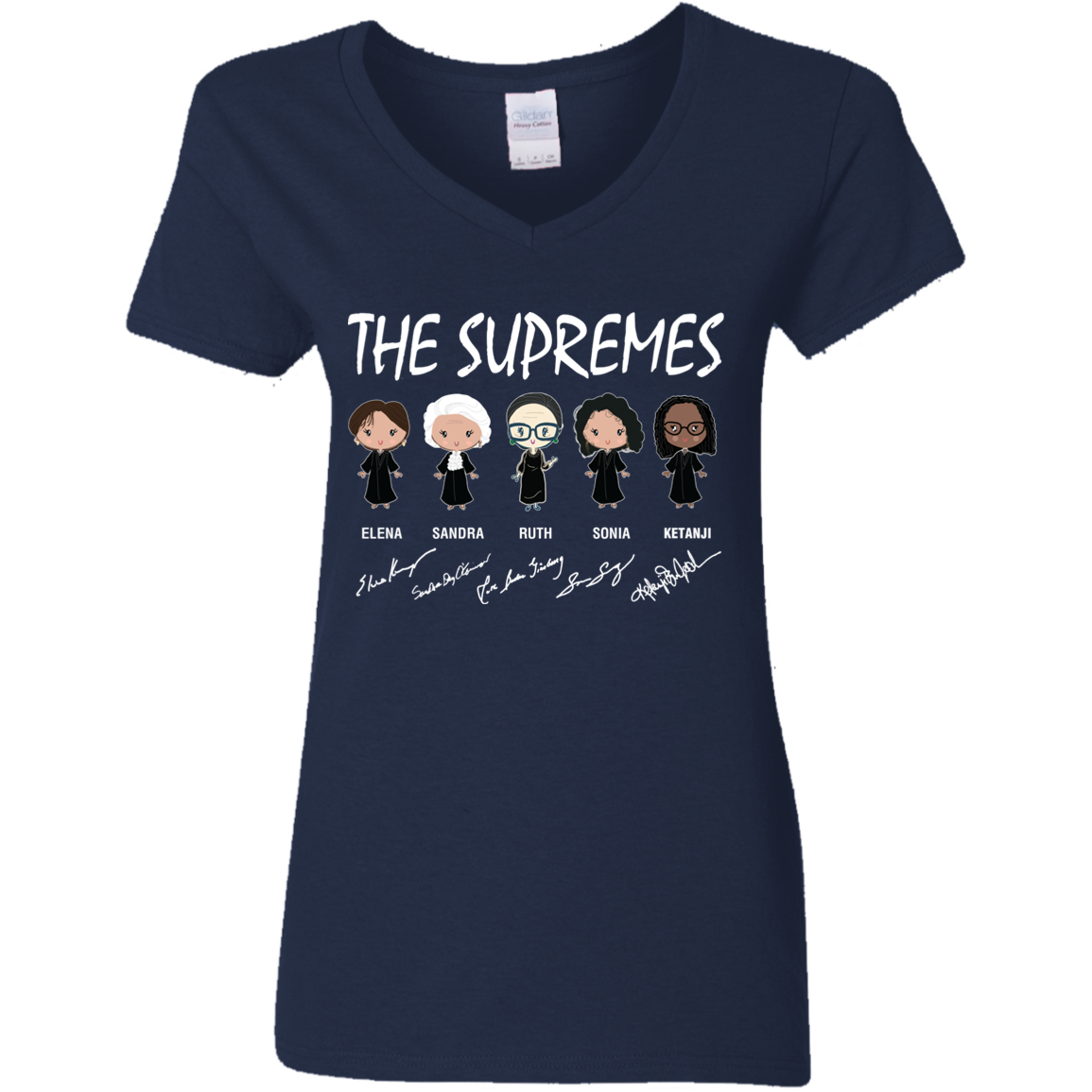 The Supremes Ketanji Brown Jackson RBG Sotomayor Chibi Signature G500VL Ladies&#39; 5.3 oz. V-Neck T-Shirt
